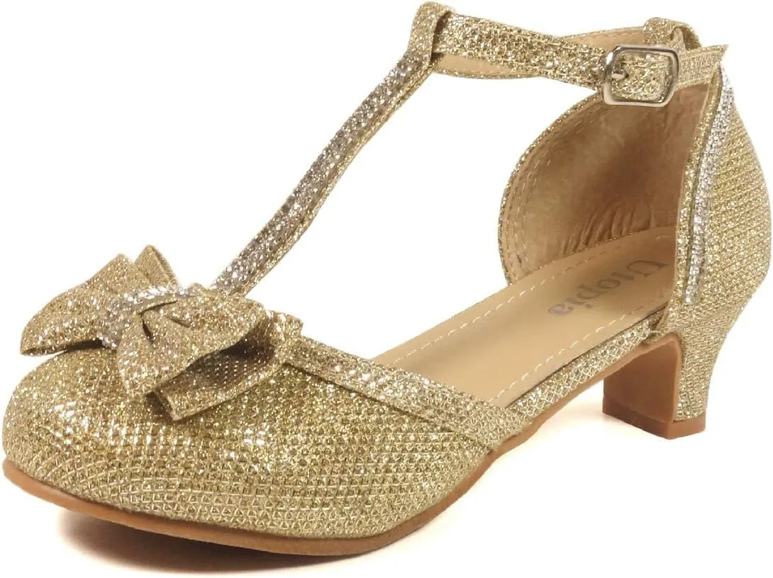 Nova Utopia Toddler Little Girls Low Medium Heel Dress Sandal Flower Girl Shoes (size 9-4)