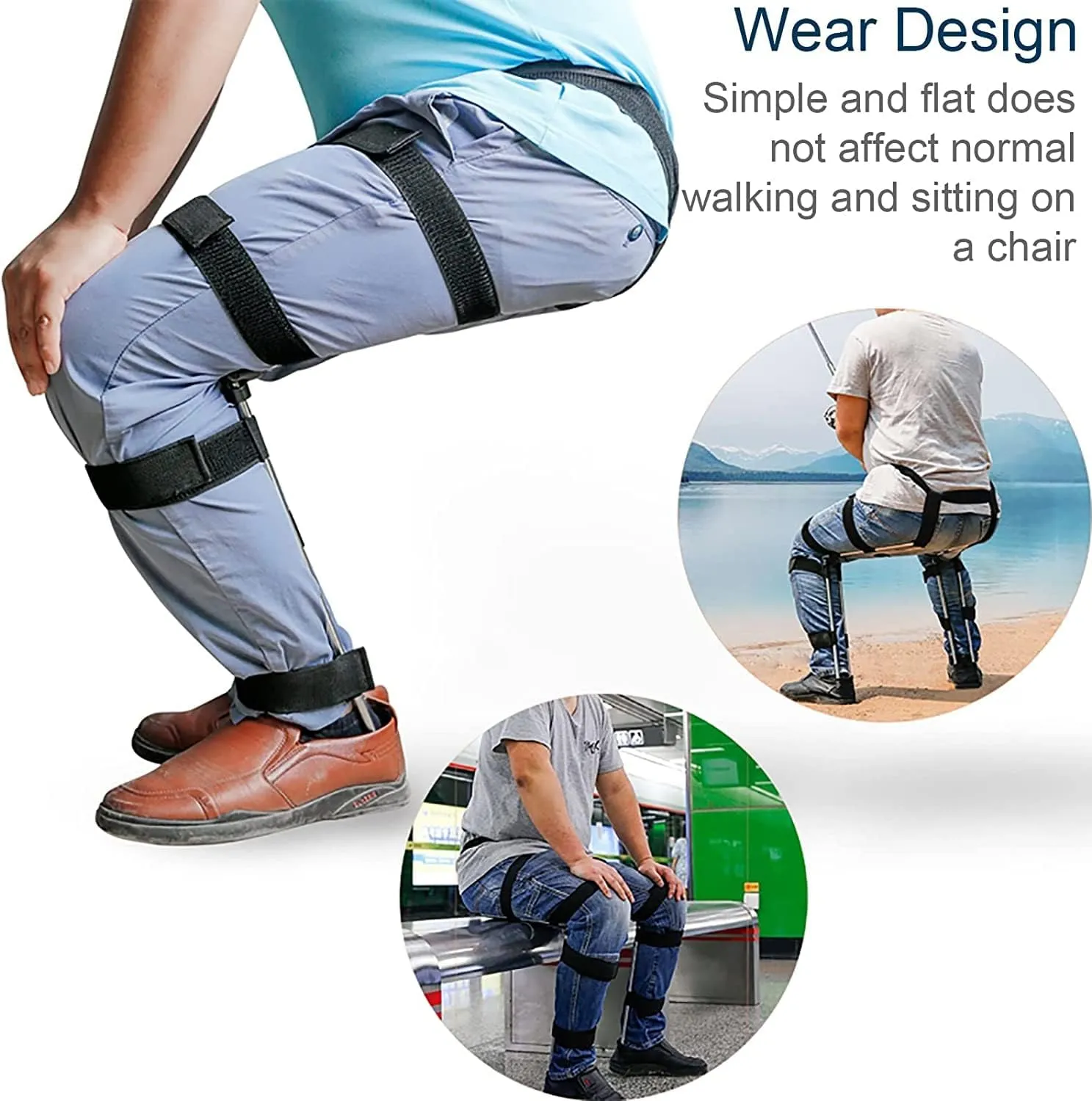 NYCDA Portable Adjustable Seat Wearable Invisible Chair Portable Folding Outdoor Magic Fishing Stool Anytime Anywhere Camping Folding Stool Concert Subway Bus Withstands 330Lbs Small
