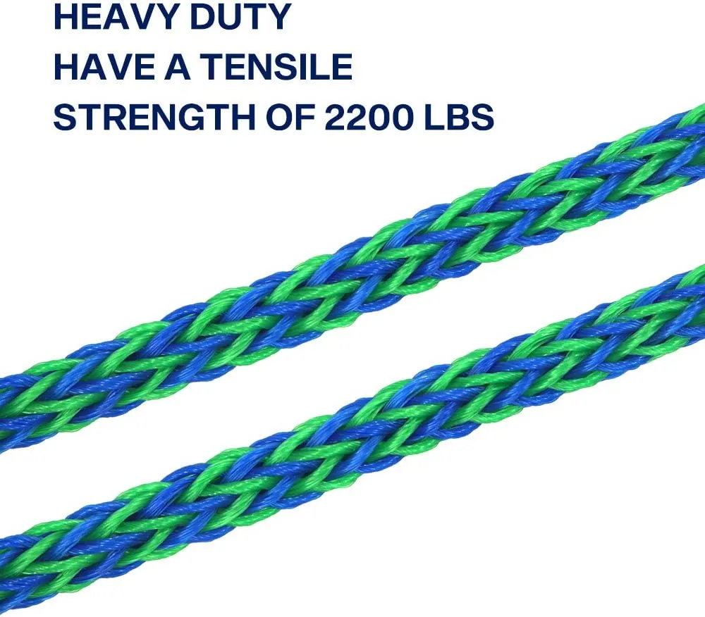 Obcursco PWC Boat Dock Lines 1/2"x (7ft & 14ft), Jet Ski Mooring Tie Pontoon Accessories for Waverunner, Kayak Tow Line With 316 Stainless Steel Clip (Green/Blue)