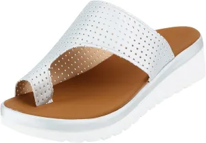 oiangi Womens Toe Ring Wedge Sandals Dressy Casual Slip-on Platform Slippers Summer Beach Travel Shoes Comfortable Open Toe Non-Slip Flip Flop Shoes