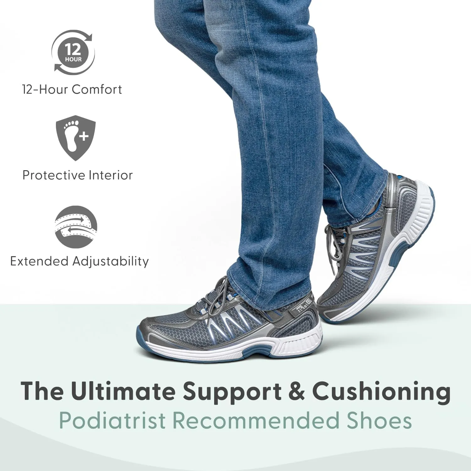 Orthofeet Men's Orthopedic Knit Sprint Tie-Less Sneakers