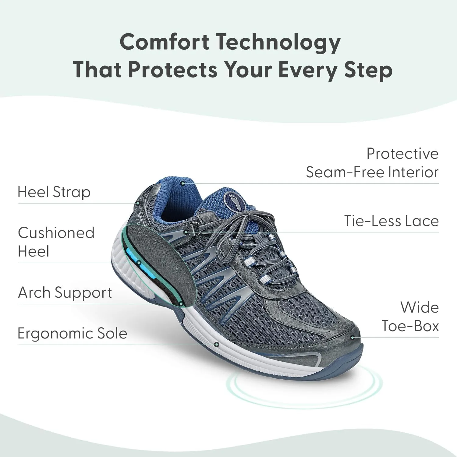 Orthofeet Men's Orthopedic Knit Sprint Tie-Less Sneakers