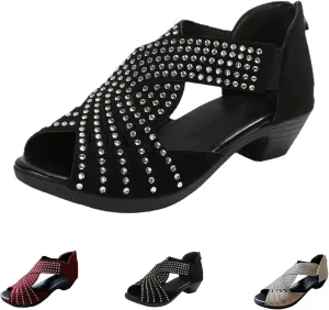 Orthopedic Sandals for Women, Low Heel Cut-Out, Comfortable Orthotic Sandals with Arch Support,Non-slip Shoes