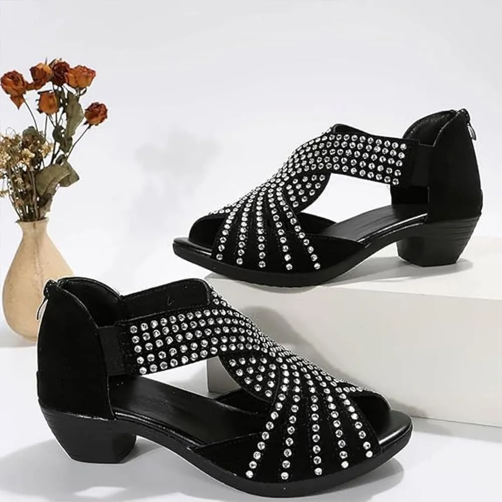 Orthopedic Sandals for Women, Low Heel Cut-Out, Comfortable Orthotic Sandals with Arch Support,Non-slip Shoes