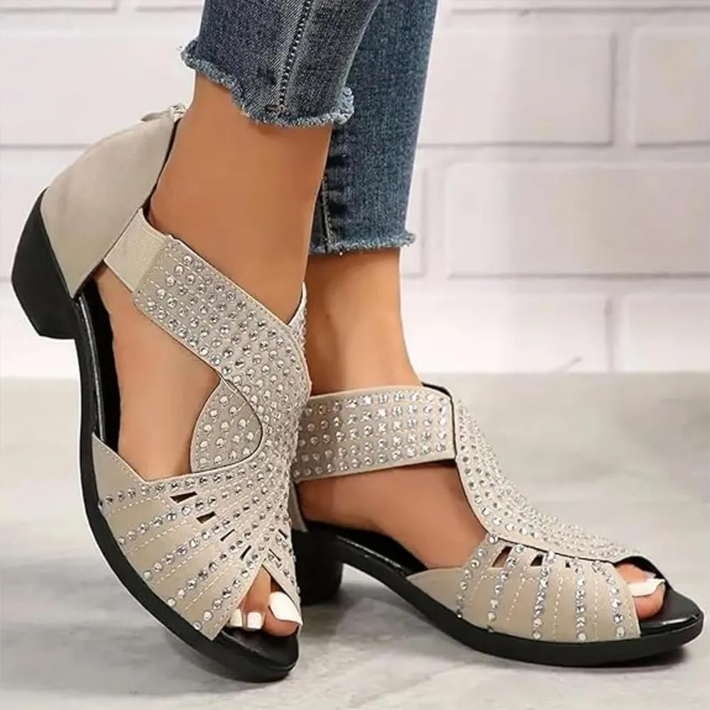 Orthopedic Sandals for Women, Low Heel Cut-Out, Comfortable Orthotic Sandals with Arch Support,Non-slip Shoes
