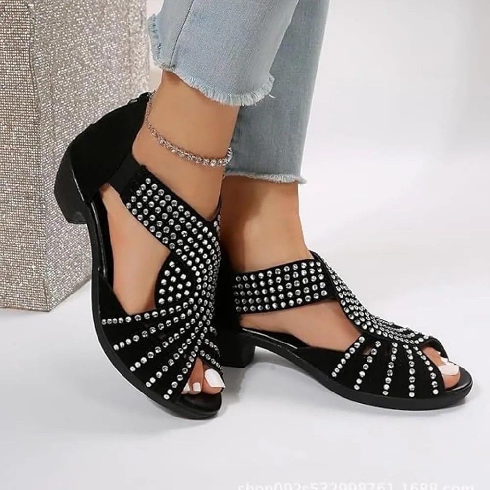 Orthopedic Sandals for Women, Low Heel Cut-Out, Comfortable Orthotic Sandals with Arch Support,Non-slip Shoes