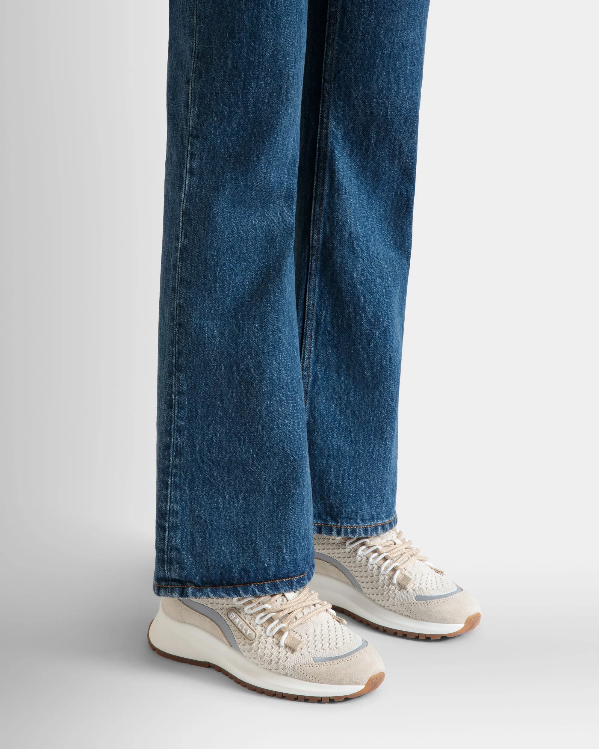 Outline Sneaker in Ivory and Champagne Knit