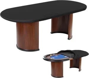 Oval Poker Table Dust Cover Card Table Cover with Form-Fitting Elastic and Buckle Waterproof Oxford Fabric 96" L x 44" W Black