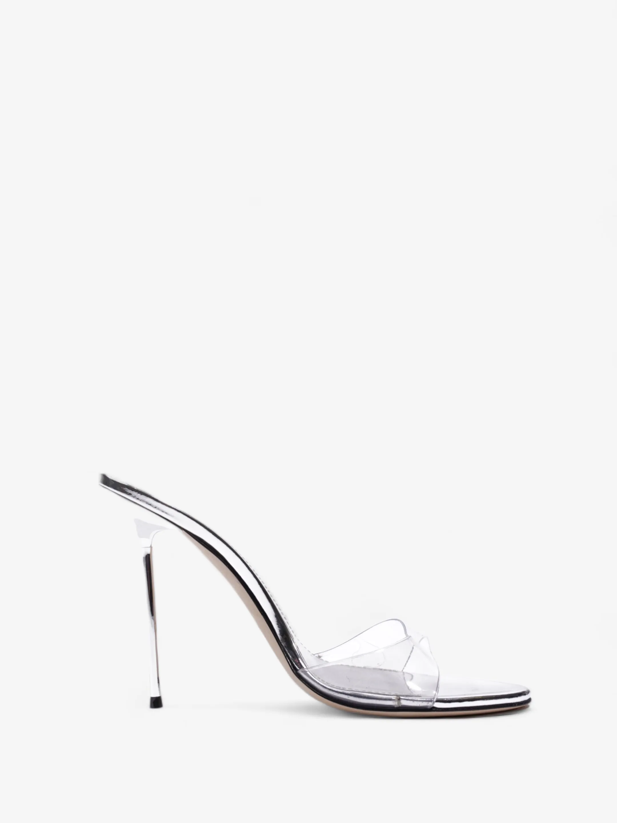 Paris Texas Mirror Lidia Mule 100mm Silver Leather EU 40 UK 7