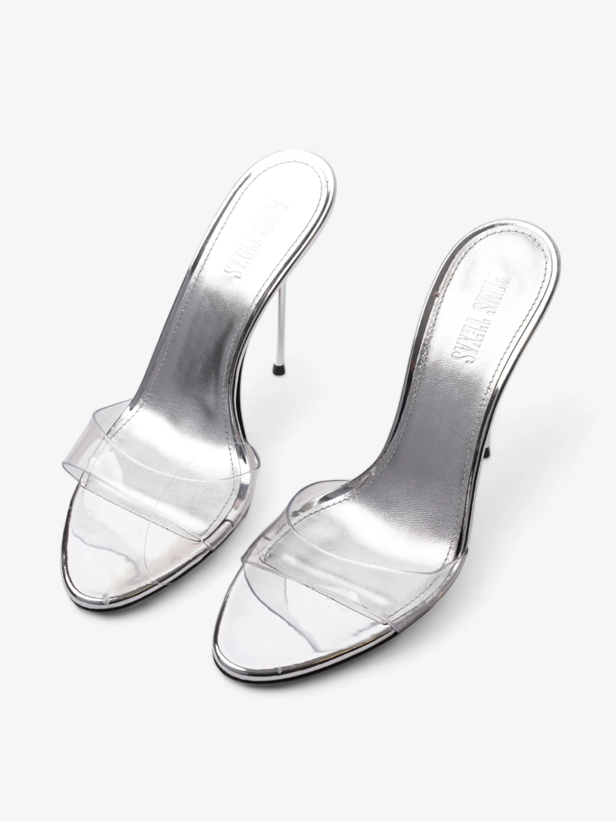 Paris Texas Mirror Lidia Mule 100mm Silver Leather EU 40 UK 7