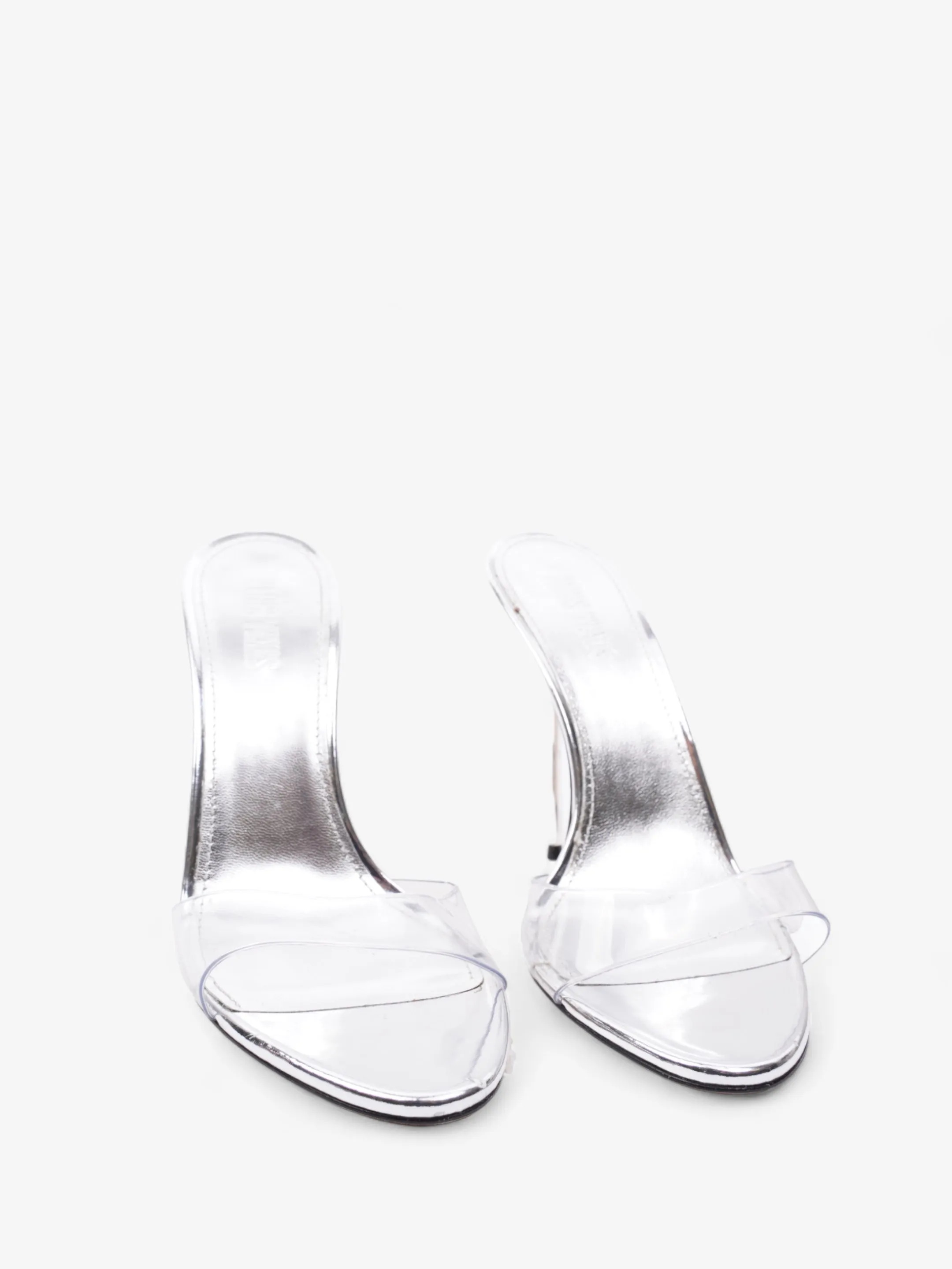 Paris Texas Mirror Lidia Mule 100mm Silver Leather EU 40 UK 7