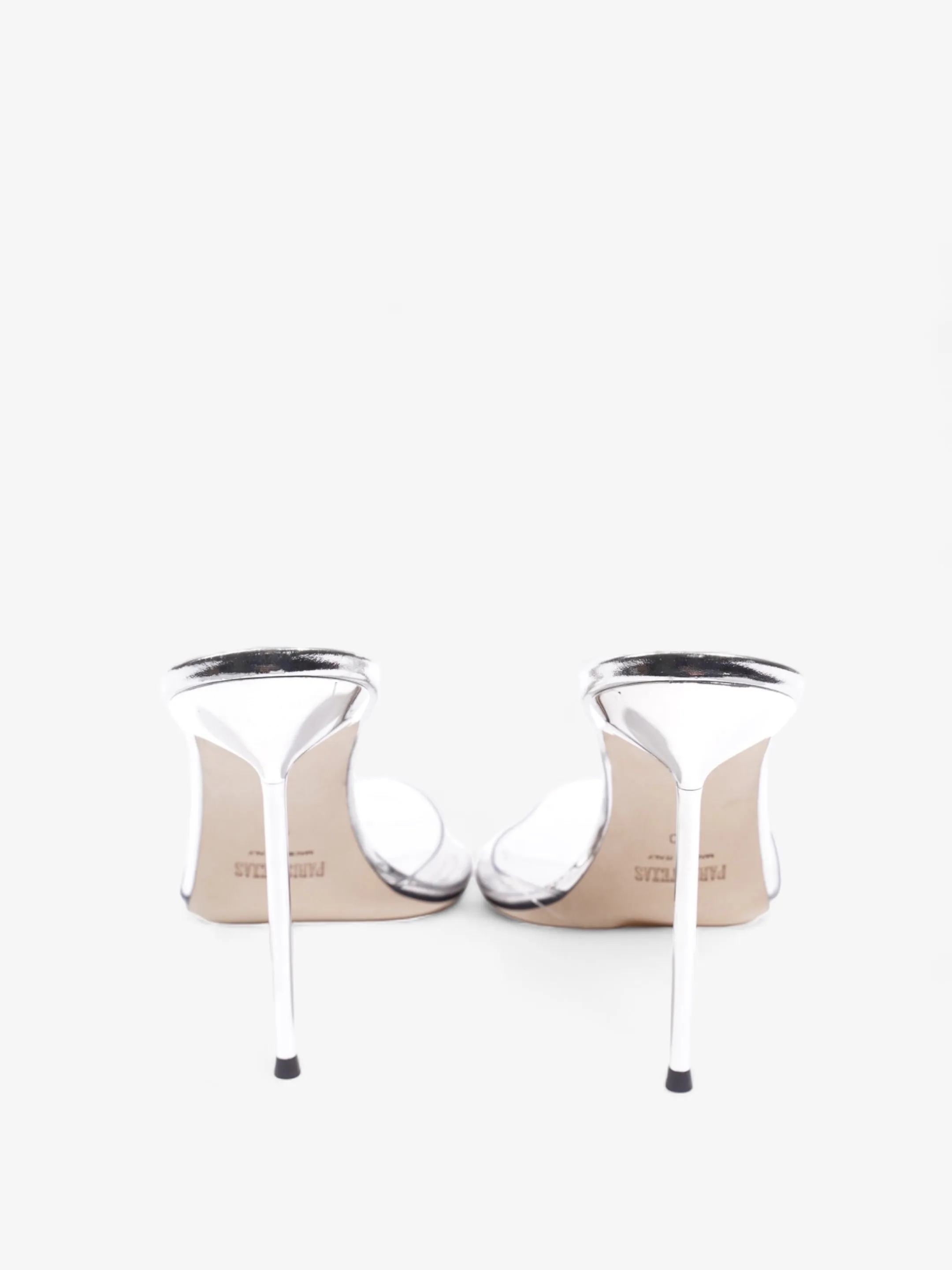 Paris Texas Mirror Lidia Mule 100mm Silver Leather EU 40 UK 7