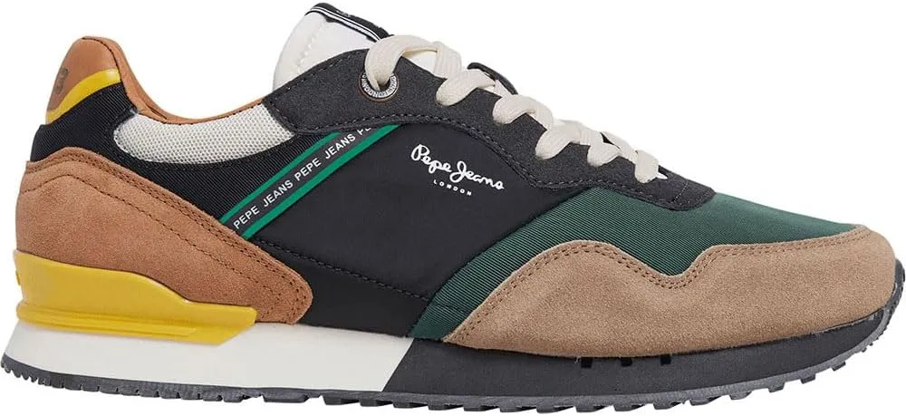 Pepe Jeans Men's London Brand M Trainers, Brown Dark Stone Beige, 13 Men