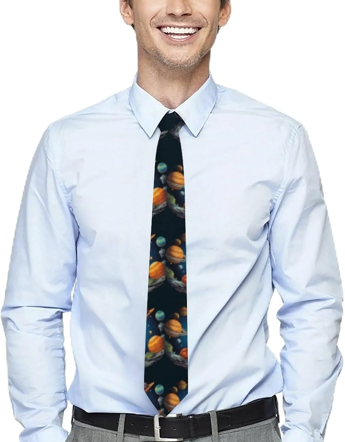 Personalized Men's Ties,Outer Space Rocket Astronaut Print Necktie,ties Is Suitable for Work,birthdays,weddings,parties Etc