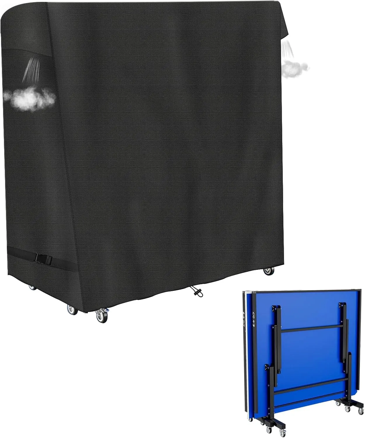 Ping Pong Table Cover,Table Tennis Cover,600d Heavy Duty Waterproof Oxford cloth for Folding Tables & Flat Tables,All Weather Protection,Black,65*27.5*72.8inch