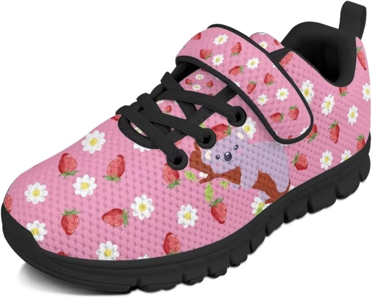 Pink Sneakers for Girls Athletic Sport Lace-Up Kids Tennis Shoes