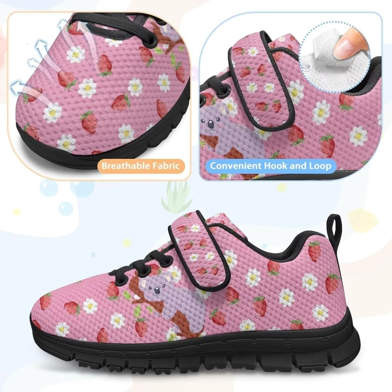 Pink Sneakers for Girls Athletic Sport Lace-Up Kids Tennis Shoes