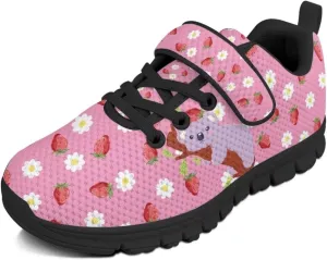 Pink Sneakers for Girls Athletic Sport Lace-Up Kids Tennis Shoes
