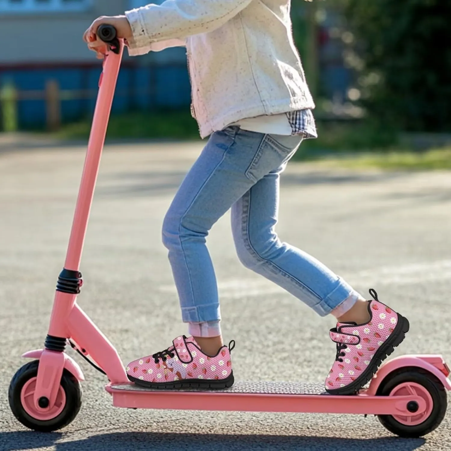 Pink Sneakers for Girls Athletic Sport Lace-Up Kids Tennis Shoes