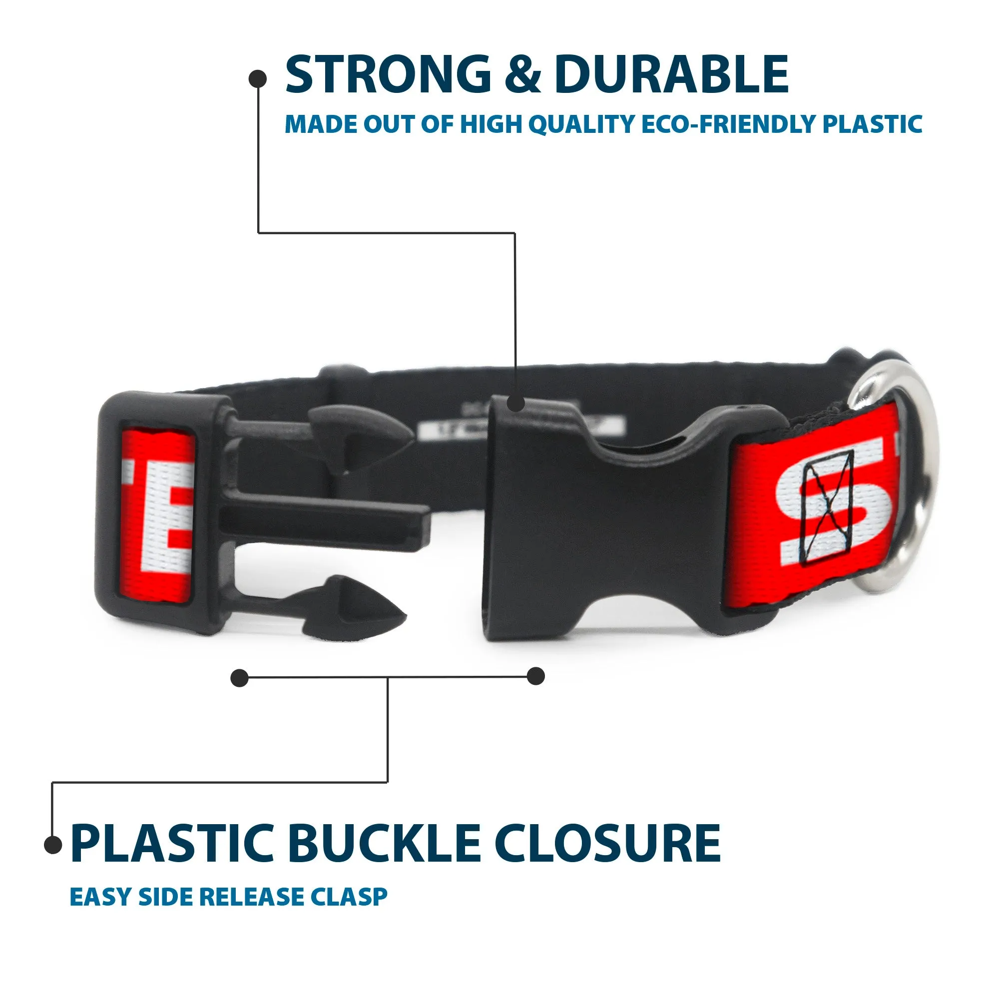 Plastic Clip Collar - STEEZ Flat Red/White