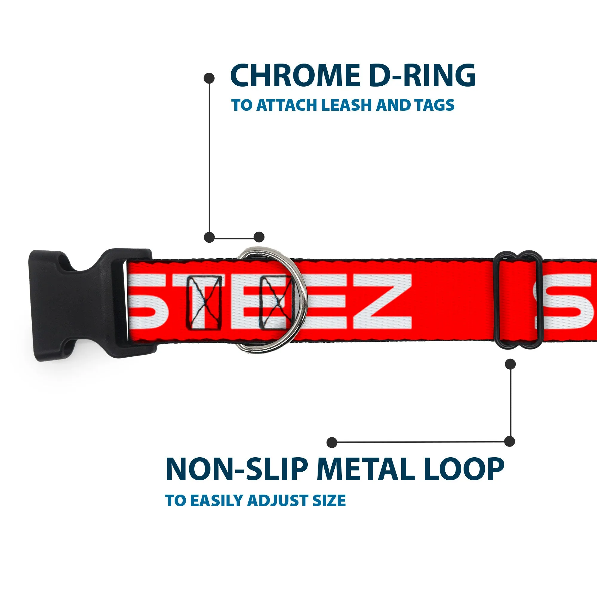 Plastic Clip Collar - STEEZ Flat Red/White
