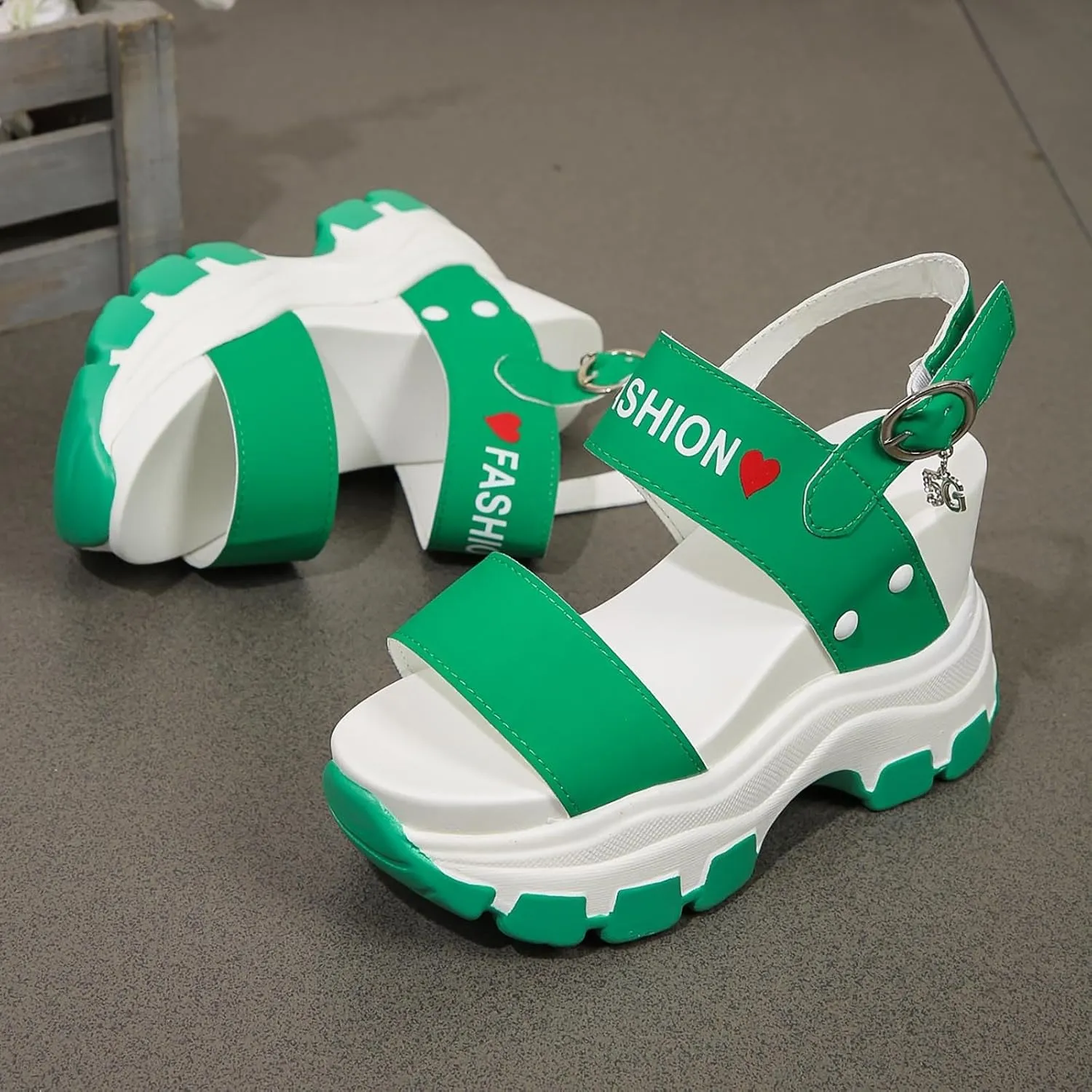 Platform Sandals Women Open Toe Two Bands Lug sole Fashion Block Heel Sandals Adjustable Ankle Strap Women Hiking Shoes Dressy