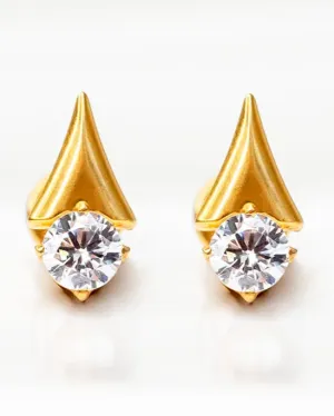 Pointed Gem Flat Back Earrings