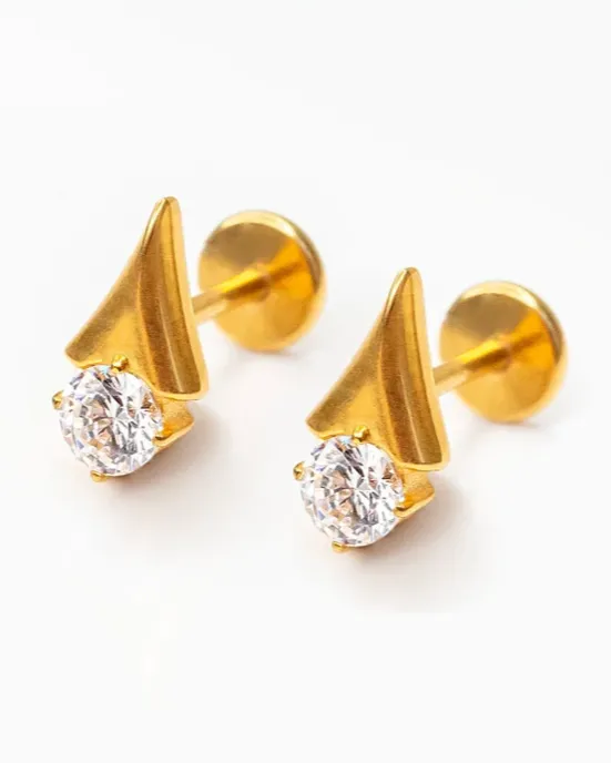 Pointed Gem Flat Back Earrings