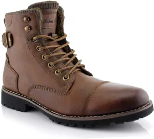 Polar Fox Mens Vegan Leather Winter Boots, with Faux Fur Lined Option
