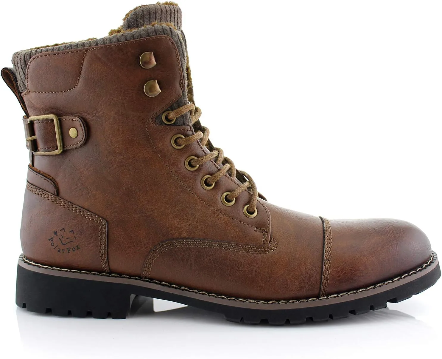Polar Fox Mens Vegan Leather Winter Boots, with Faux Fur Lined Option