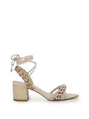 Prim Woven Block Heel Sandal in Cream