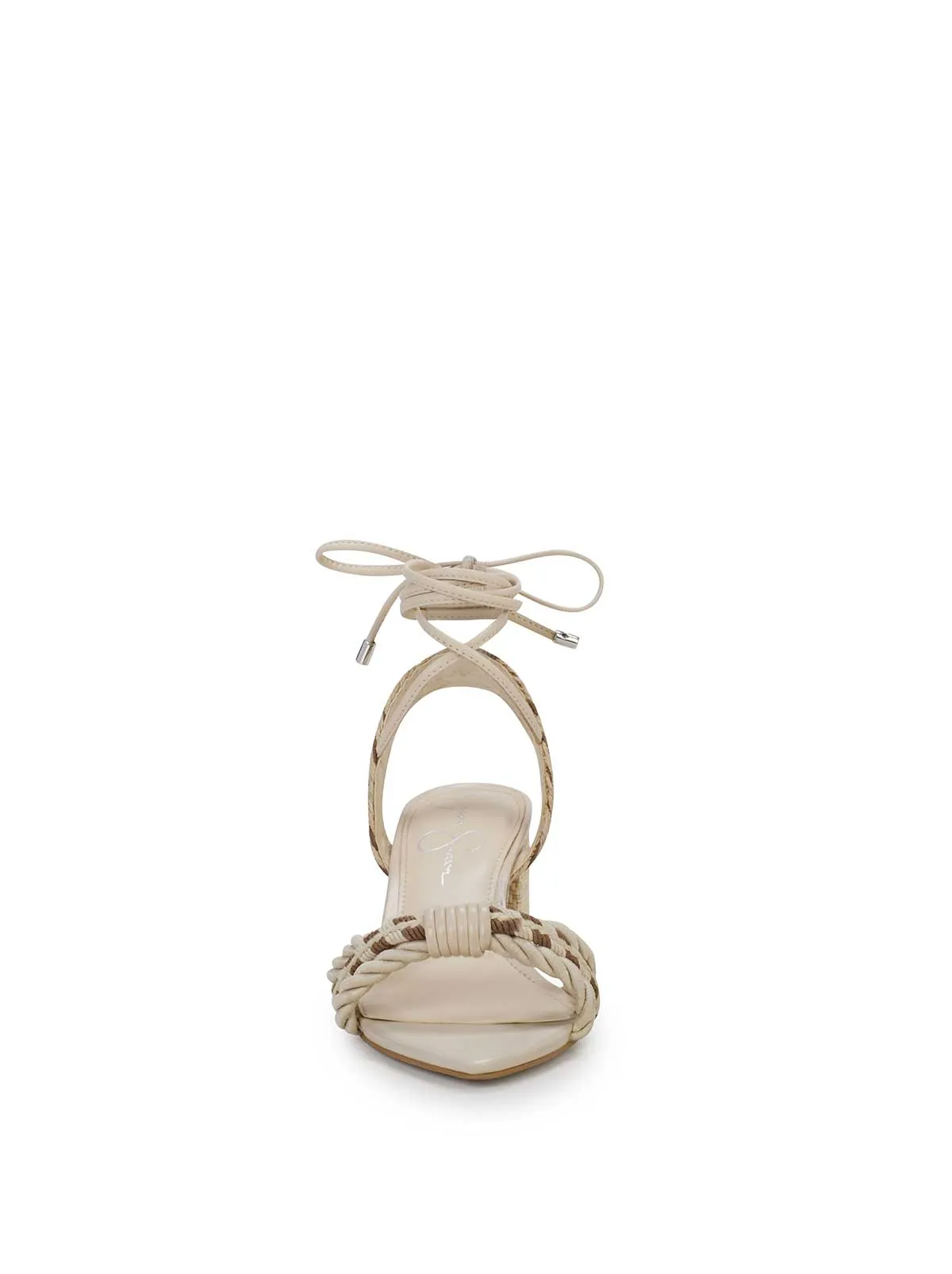 Prim Woven Block Heel Sandal in Cream