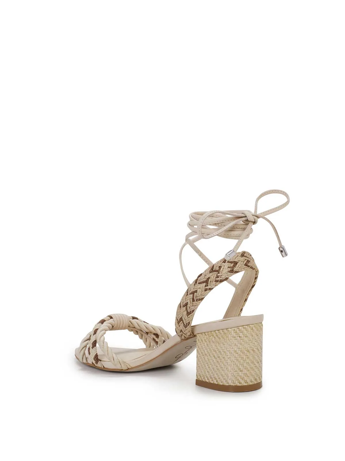Prim Woven Block Heel Sandal in Cream