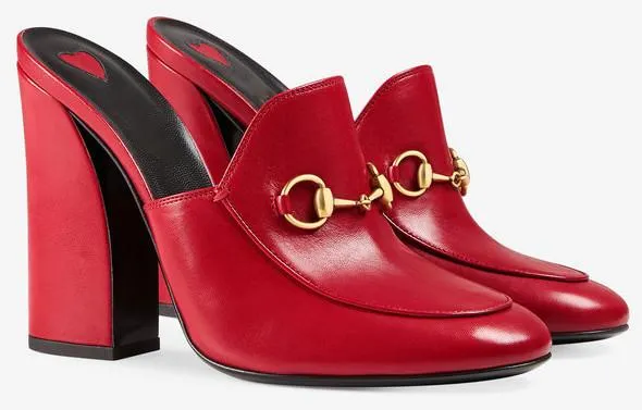 Princetown Leather High-Heel Mule in Red