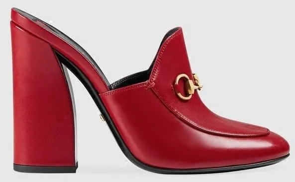 Princetown Leather High-Heel Mule in Red