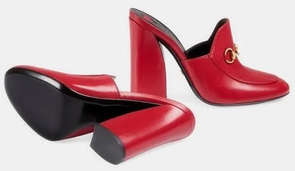 Princetown Leather High-Heel Mule in Red