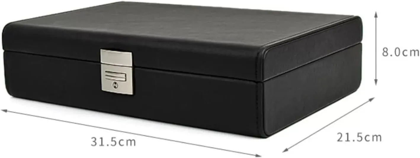 PU Artificial Leather 10-position Watch Storage Box, Locked Watch Storage Display Box 31.5 * 21.5 * 8cm(Blue)
