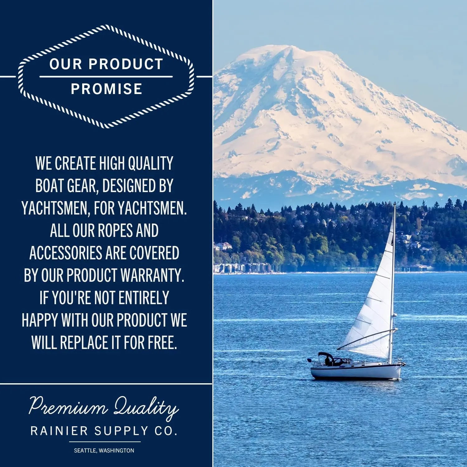 RainierSupplyCo Dock Lines - Boat Rope for Docking with Loop - 50 ft x 5/8 Inch Premium Double Braided Nylon Marine Rope - Mooring Line with 18" Eyelet - Boat Accessories - Black