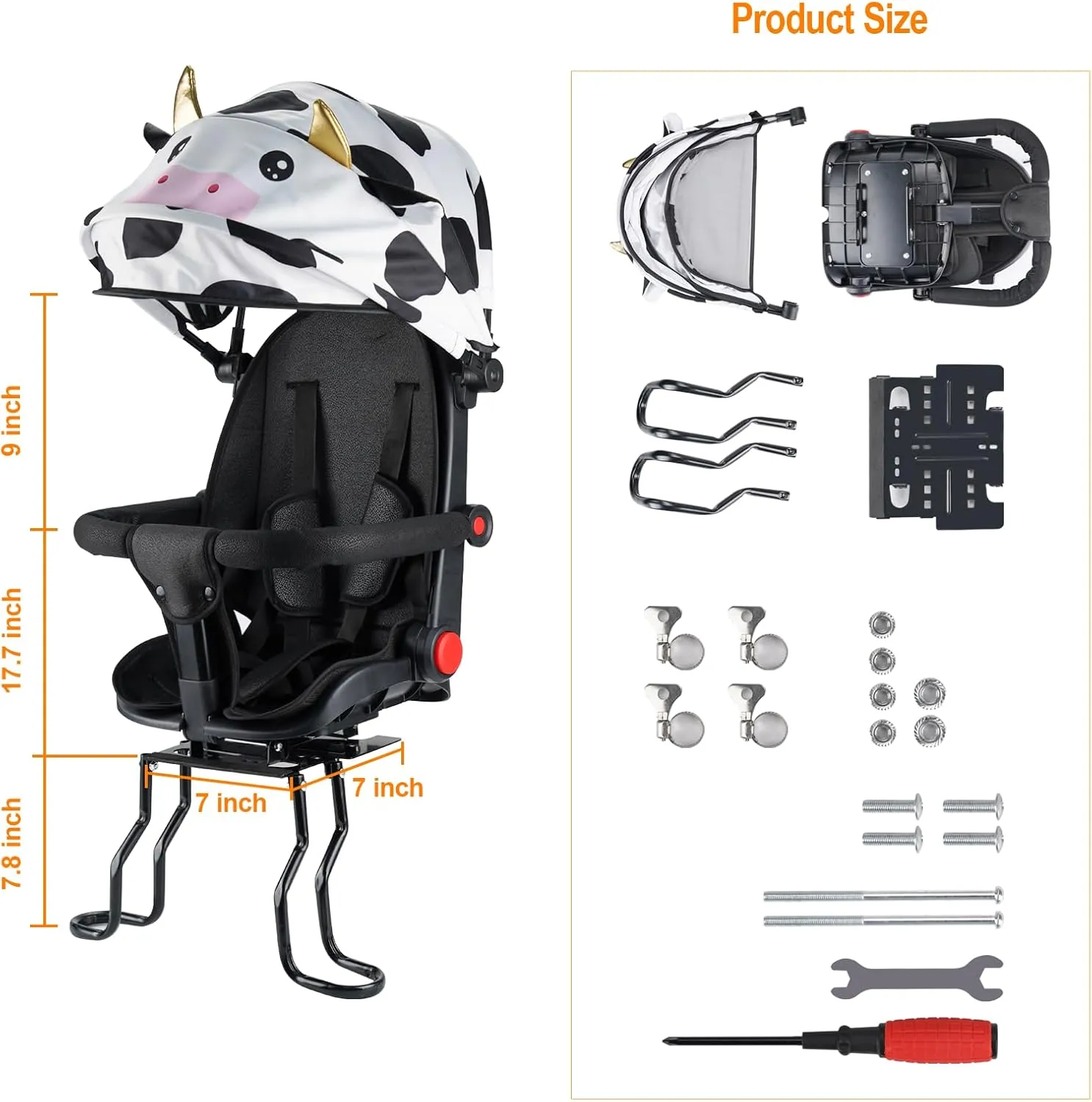 Rear Child Bike Seat,Rear Mounted Child Bike Seats,Back Mount Child Seat with Back Rest Armrest Foot Pedals,Width Adjustable Bicycle Rear Seat,Fits All Bicycle Rear Frames