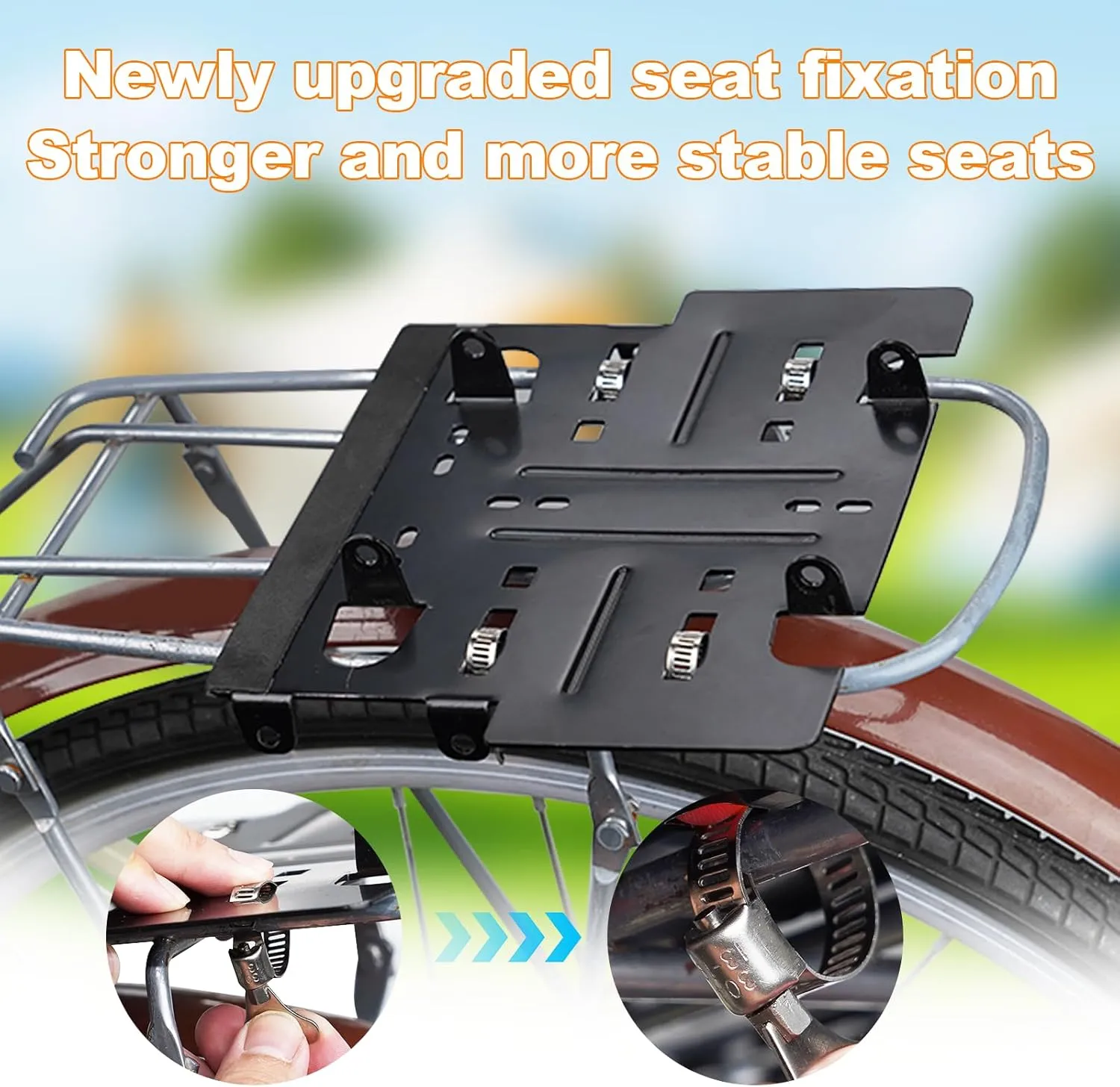 Rear Child Bike Seat,Rear Mounted Child Bike Seats,Back Mount Child Seat with Back Rest Armrest Foot Pedals,Width Adjustable Bicycle Rear Seat,Fits All Bicycle Rear Frames
