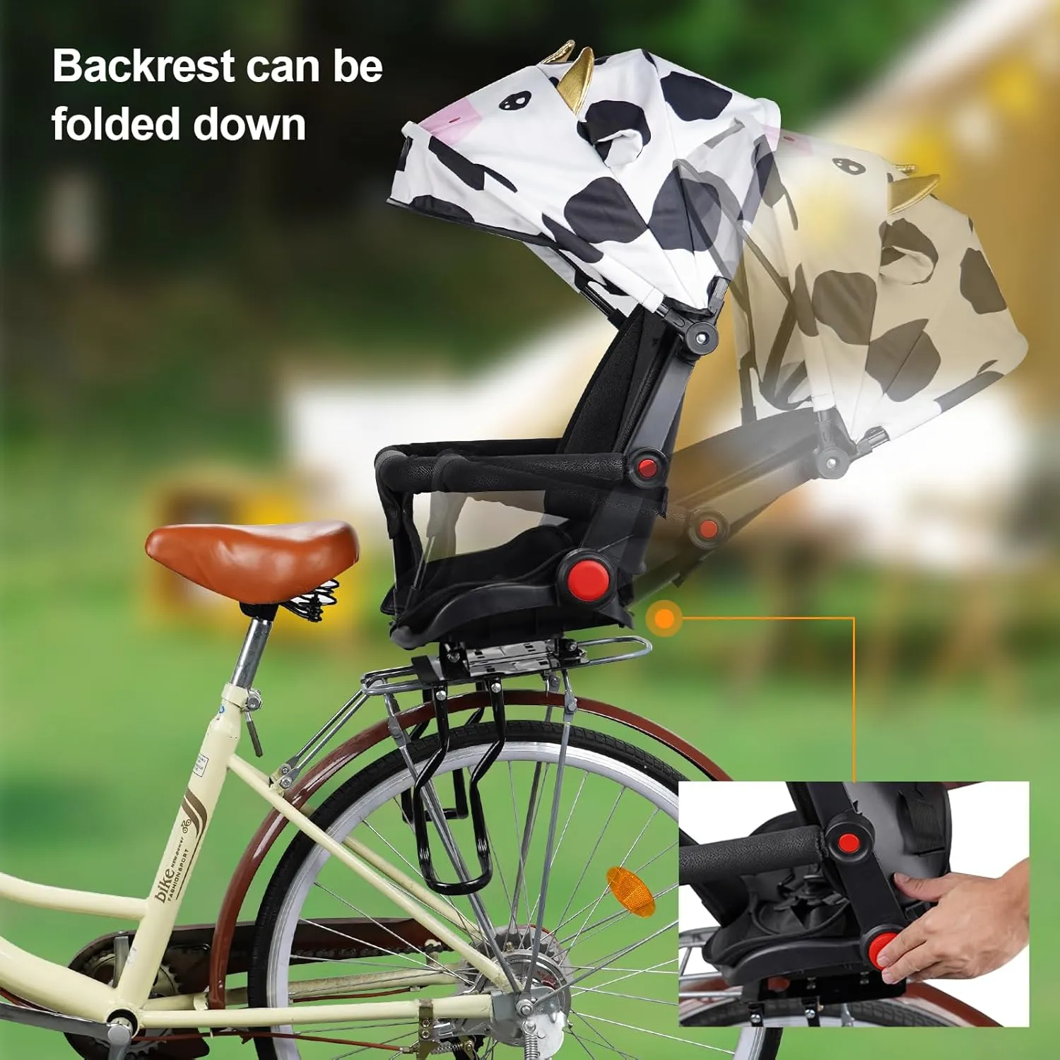 Rear Child Bike Seat,Rear Mounted Child Bike Seats,Back Mount Child Seat with Back Rest Armrest Foot Pedals,Width Adjustable Bicycle Rear Seat,Fits All Bicycle Rear Frames