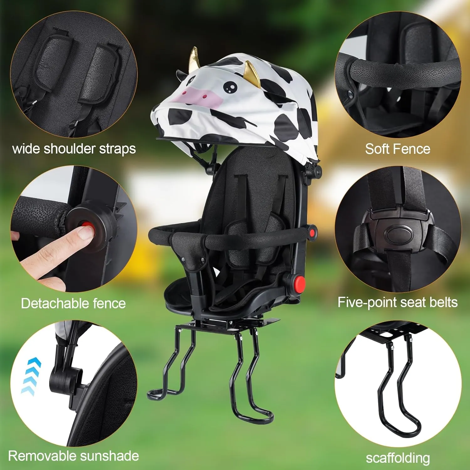 Rear Child Bike Seat,Rear Mounted Child Bike Seats,Back Mount Child Seat with Back Rest Armrest Foot Pedals,Width Adjustable Bicycle Rear Seat,Fits All Bicycle Rear Frames