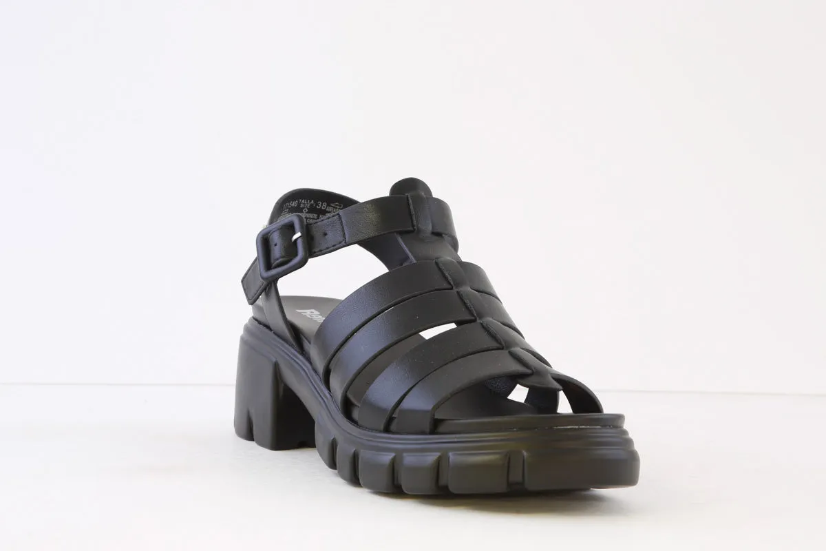 REFRESH - 171540 LOW BLOCK HEEL T-BAR SANDAL - BLACK