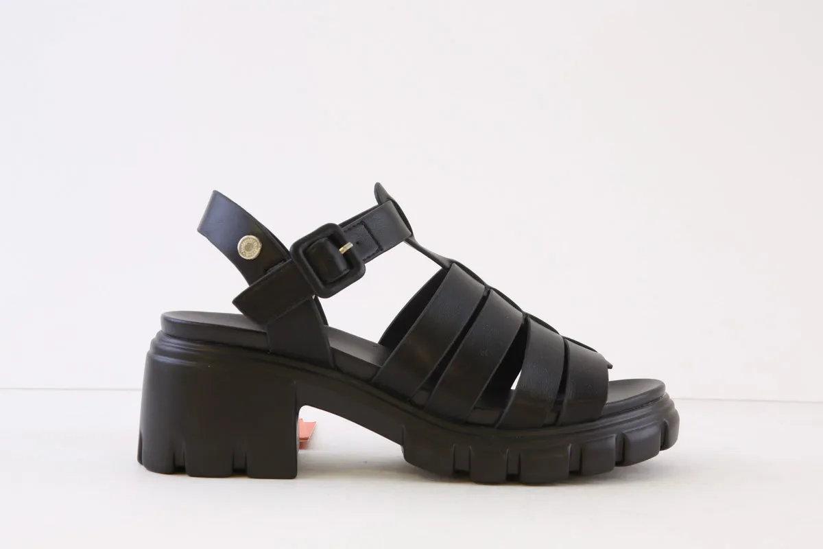 REFRESH - 171540 LOW BLOCK HEEL T-BAR SANDAL - BLACK