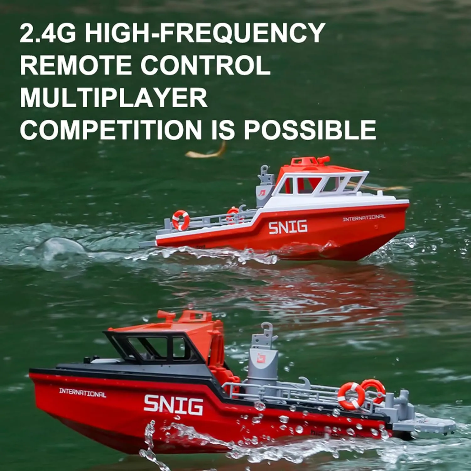 Remote Control Boat, 2.4GHz Rescue Ship with Brushless Motor Low Battery Alarm for Pools and Lakes, Mini Electric Toy for Kids Adults