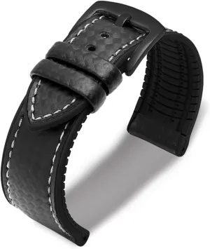 RHAIYAN 18mm 20mm 22mm 24mm Premium-Grade Waterproof Silicone Watch Strap Men Women Rubber Wrist Band Bracelet Accessories Compatible With Omega Specific ( Color : Black-black white , Size : 22mm )