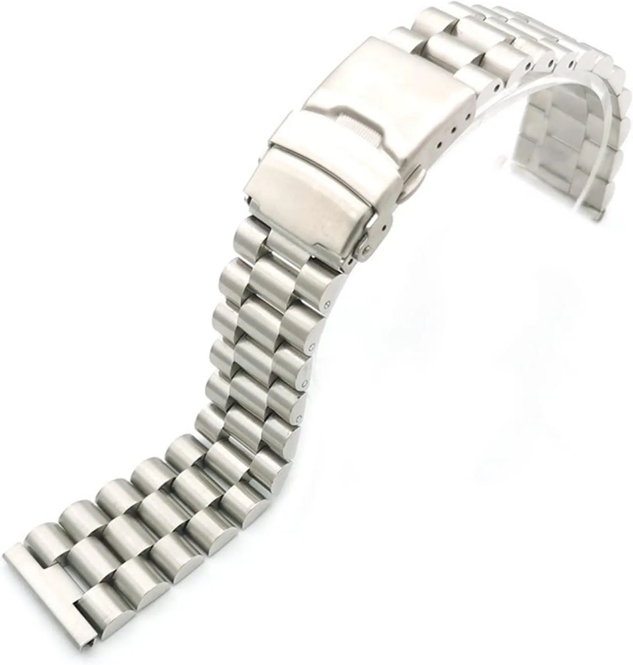RHAIYAN 20mm 22mm Solid Stainless Steel Watch Band Men Women Metal Folding Buckle Bracelet Accessories Compatible with Seiko Watch Strap Specific (Color : 3a-Silver, Size : 20mm)
