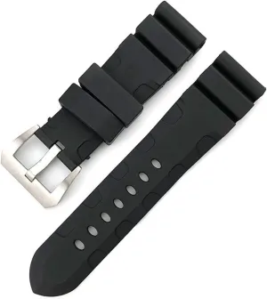 RHAIYAN Natural Rubber Strap Waterproof Silicone Watch Band Watch Accessories 24mm 26mm Best Compatible with Panerai Fat Sea PAM380 351 111 Specific (Color : Black, Size : 26mm Silver Buckle)