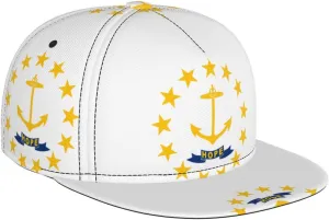 Rhode Island State Flag Outdoor Sports Baseball Cap, Daily Sports Adjustable Fashionable Flat Brim hat, Unisex Four-Season Outdoor Sports Cap, Black
