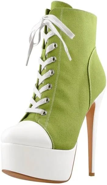 Richealnana Women's Cavans Platform Lace Up Stiletto Heel Fashion Sneaker Boots